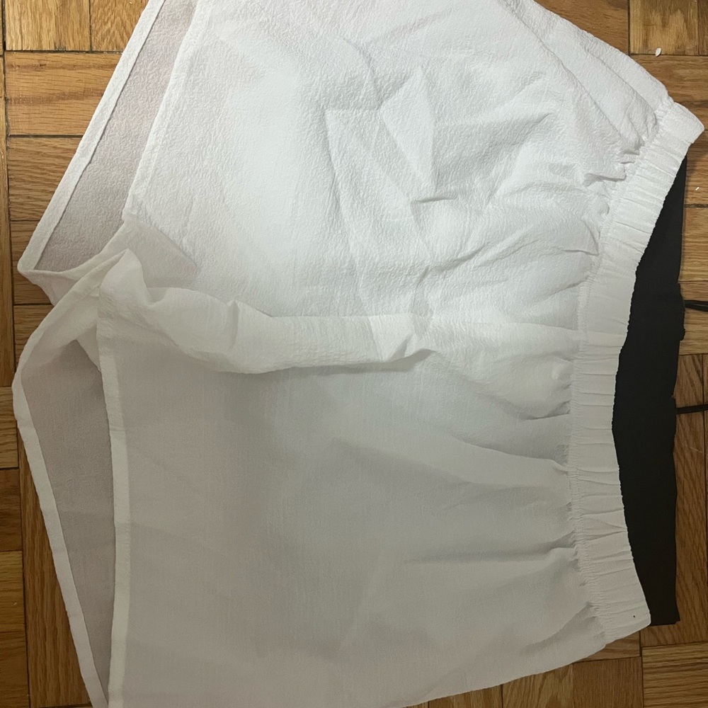 White Elastic Waist Shorts
